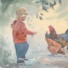 Feeding The Chickens (Print)